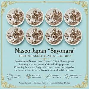 Nasco Japan Sayonara Pattern Fruit Dessert Plates Set of 8